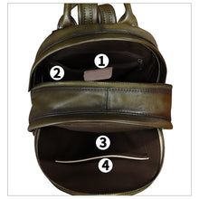 Load image into Gallery viewer, Genuine Leather Backpack for Women Hand Painted Purse Retro Leather Handmade College Knapsack Rucksack Casual Daypack