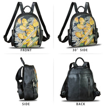 Load image into Gallery viewer, Genuine Leather Backpack for Women Hand Painted Knapsack Purse Handmade Rucksack Casual Daypack