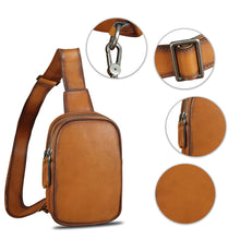 Load image into Gallery viewer, Genuine Leather Sling Bag for Women Small Crossbody Purse Handmade Daypack Retro Shoulder Backpack Vintage Chest Pack