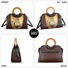 Load image into Gallery viewer, Genuine Leather Tote Bag for Women Hand Painted Shoulder Handbag Handmade Purse Crossbody Work Tote Casual Purse