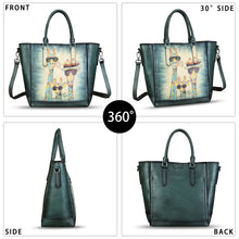Load image into Gallery viewer, Genuine Leather Handbag for Women Hand Painted Leather Top Handle Satchel Handmade Crossbody Purse Tote Bag