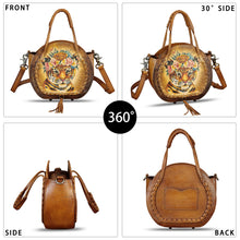 Load image into Gallery viewer, Genuine Leather Handbag for Women Purse Hand Painted Pattern Top Handle Satchel Handmade Crossbody Pouch