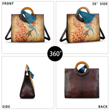 Load image into Gallery viewer, Genuine Leather Handbag Purse for Women Hand Painted Pattern Handbag Handmade Crossbody Work Tote Shoulder Bag