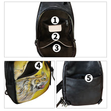 Load image into Gallery viewer, Genuine Leather Sling Bag Hand Painted Crossbody Backpack Retro Handmade Chest Shoulder Daypack Fanny Pack Purse