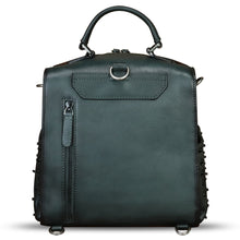 Load image into Gallery viewer, Genuine Leather Satchel for Women Hand Painted Purse Crossbody Handbag Top Handle Bags Handmade Convertible Backpack