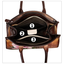 Load image into Gallery viewer, Genuine Leather Satchel for Women Hand Painted Leather Handbag Top Handle Bags Handmade Crossbody Purse Work Tote