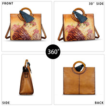Load image into Gallery viewer, Genuine Leather Handbag Purse for Women Hand Painted Pattern Handbag Handmade Crossbody Work Tote Shoulder Bag
