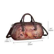 Load image into Gallery viewer, Genuine Leather Satchel for Women Hand Painted Leather Handbag Top Handle Bags Handmade Crossbody Purse Tote Bag