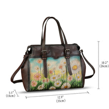 Load image into Gallery viewer, Genuine Leather Satchel for Women Hand Painted Pattern Handbag Top Handle Bags Handmade Crossbody Purse Work Tote