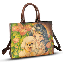 Load image into Gallery viewer, Genuine Leather Handbag for Women Hand Painted Leather Top Handle Bag Handmade Crossbody Purse Work Tote