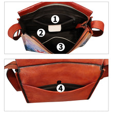 Load image into Gallery viewer, Genuine Leather Crossbody Bag for Women Hand Painted Leather Handmade Crossbody Satchel Handbag Hand Drawn Purse
