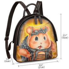 Load image into Gallery viewer, Genuine Leather Backpack for Women Hand Painted Purse Retro Leather Handmade College Knapsack Rucksack Casual Daypack