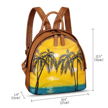 Load image into Gallery viewer, Genuine Leather Backpack for Women Hand Painted Purse Retro Leather Handmade College Knapsack Rucksack Casual Daypack