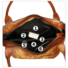 Load image into Gallery viewer, Genuine Leather Shoulder Bag for Women Hand Painted Leather Handbag Handmade Purse Work Tote Bag Casual Purse