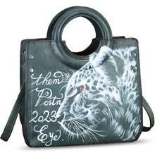 Load image into Gallery viewer, Genuine Leather Tote Bag for Women Hand Painted Leather Shoulder Handbag Handmade Purse Crossbody Work Tote Casual Purse