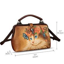 Load image into Gallery viewer, Genuine Leather Handbag Satchel for Women Hand Painted Leather Handmade Pouch Casual Shoulder Purse Bag