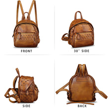 Load image into Gallery viewer, Genuine Leather Backpack Purse for Women Vintage Small Casual Daypack Handmade Western Leather Rucksack Knapsack