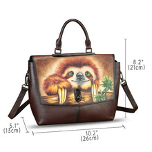 Load image into Gallery viewer, Genuine Leather Satchel for Women Hand Painted Handbag Top Handle Bags Handmade Purse Crossbody Tote Bag Purse