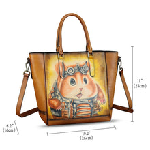 Load image into Gallery viewer, Genuine Leather Handbag for Women Hand Painted Leather Top Handle Satchel Handmade Crossbody Purse Tote Bag