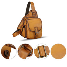 Load image into Gallery viewer, Genuine Leather Sling Bag for Men Women Chest Bags Crossbody Bag Vintage Sling Backpack Purses Hiking Sports Travel
