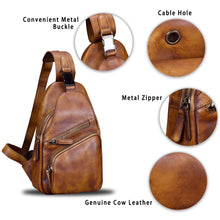 Load image into Gallery viewer, Genuine Leather Sling Bags for Men and Women Chest Shoulder Backpack Handmade Crossbody Motocycle Daypack