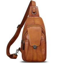 Load image into Gallery viewer, Genuine Leather Sling Bag for Women and Man Handmade Retro Hiking Crossbody Backpack Purse Chest Shoulder Daypack