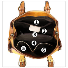 Load image into Gallery viewer, Genuine Leather Handbag for Women Hand Painted Leather Top Handle Purse Handmade Crossbody Satchel Tote Bag