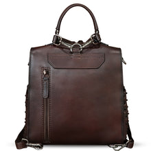 Load image into Gallery viewer, Genuine Leather Satchel for Women Hand Painted Purse Crossbody Handbag Top Handle Bags Handmade Convertible Backpack