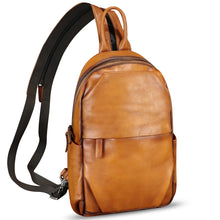 Load image into Gallery viewer, Genuine Leather Sling Bag Retro Crossbody Sling Backpack Handmade Chest Vintage Shoulder Daypack Purse Fanny Pack
