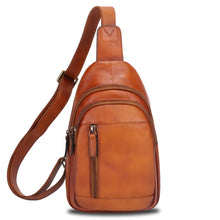 Load image into Gallery viewer, Genuine Leather Sling Bag Chest Shoulder Pack Crossbody Casual Daypack Vintage Handmade Hiking Backpack Motorcycle Bag