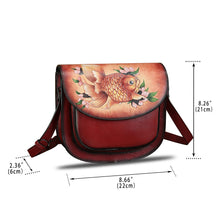 Load image into Gallery viewer, Genuine Leather Crossbody Bag for Women Hand Painted Pattern Handmade Crossbody Satchel Handbag Hand Drawn Purse
