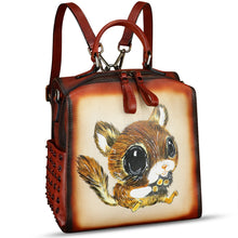Load image into Gallery viewer, Genuine Leather Satchel for Women Hand Painted Purse Crossbody Handbag Top Handle Bags Handmade Convertible Backpack