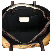 Load image into Gallery viewer, Genuine Leather Handbag Satchel for Women Hand Painted Pattern Leather Handmade Work Tote Bag Casual Shoulder Purse