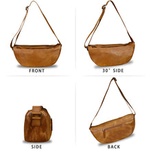 Load image into Gallery viewer, Genuine Leather Sling Bag Crossbody Casual Daypack Vintage Handmade Hiking Chest Shoulder Backpack Motorcycle Bag