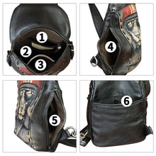 Load image into Gallery viewer, Genuine Leather Sling Bag Hand Painted Crossbody Backpack Retro Handmade Chest Shoulder Daypack Fanny Pack Purse