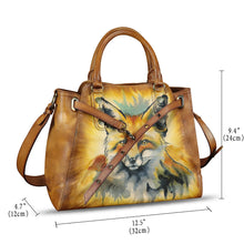 Load image into Gallery viewer, Genuine Leather Handbag Satchel for Women Hand Painted Handmade Crossbody Work Tote Bag Casual Shoulder Purses