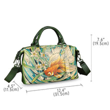 Load image into Gallery viewer, Genuine Leather Satchel for Women Hand Painted Handbag Top Handle Bags Handmade Purse Crossbody Tote Bag