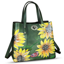 Load image into Gallery viewer, Genuine Leather Handbag Satchel for Women Hand Painted Leather Handmade Work Tote Bag Casual Shoulder Purse