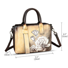 Load image into Gallery viewer, Genuine Leather Satchel for Women Hand Painted Leather Handbag Top Handle Bags Handmade Purse Crossbody Bag