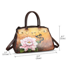 Load image into Gallery viewer, Genuine Leather Satchel for Women Hand Painted Leather Handbag Top Handle Bags Handmade Crossbody Purse Work Tote