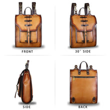 Load image into Gallery viewer, Genuine Leather Backpack for Women and Men Vintage Rucksack Convertible Casual Daypack Handmade Western Satchel Sling Purse