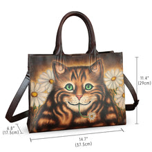 Load image into Gallery viewer, Genuine Leather Handbag for Women Hand Painted Leather Top Handle Bag Handmade Crossbody Purse Work Tote
