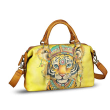 Load image into Gallery viewer, Genuine Leather Satchel for Women Hand Painted Handbag Top Handle Bags Handmade Purse Crossbody Tote Bag