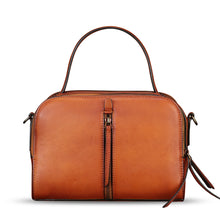 Load image into Gallery viewer, Genuine Leather Satchel for Women Hand Painted Leather Top Handle Handbag Handmade Crossbody Satchel Purse Tote Bag