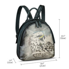 Load image into Gallery viewer, Genuine Leather Backpack for Women Hand Painted Purse Retro Leather Handmade College Knapsack Rucksack Casual Daypack