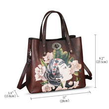 Load image into Gallery viewer, Genuine Leather Handbag Satchel for Women Hand Painted Leather Handmade Work Tote Bag Casual Shoulder Purse