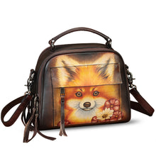 Load image into Gallery viewer, Genuine Leather Satchel for Women Hand Painted Leather Top Handle Handbag Handmade Crossbody Purse