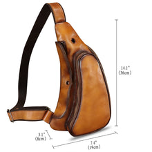 Load image into Gallery viewer, Genuine Leather Sling Bag Retro Crossbody Sling Backpack Handmade Chest Purse Daypack Cycling Fanny Pack Back Bag