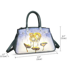 Load image into Gallery viewer, Genuine Leather Satchel for Women Hand Painted Leather Handbag Top Handle Bags Handmade Crossbody Purse Work Tote