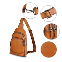 Load image into Gallery viewer, Genuine Leather Sling Bag for Women and Men - Vintage Sling Purse Backpack Shoulder Crossbody Chest Bag